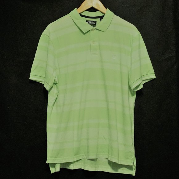 Chaps Shirts Chaps Lime Green Striped Natural Stretch Polo Mens Xl